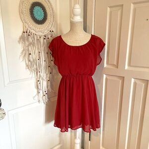 LUSH Burgundy/Maroon Harper Chiffon Dolman Sleeve Dress – Size S